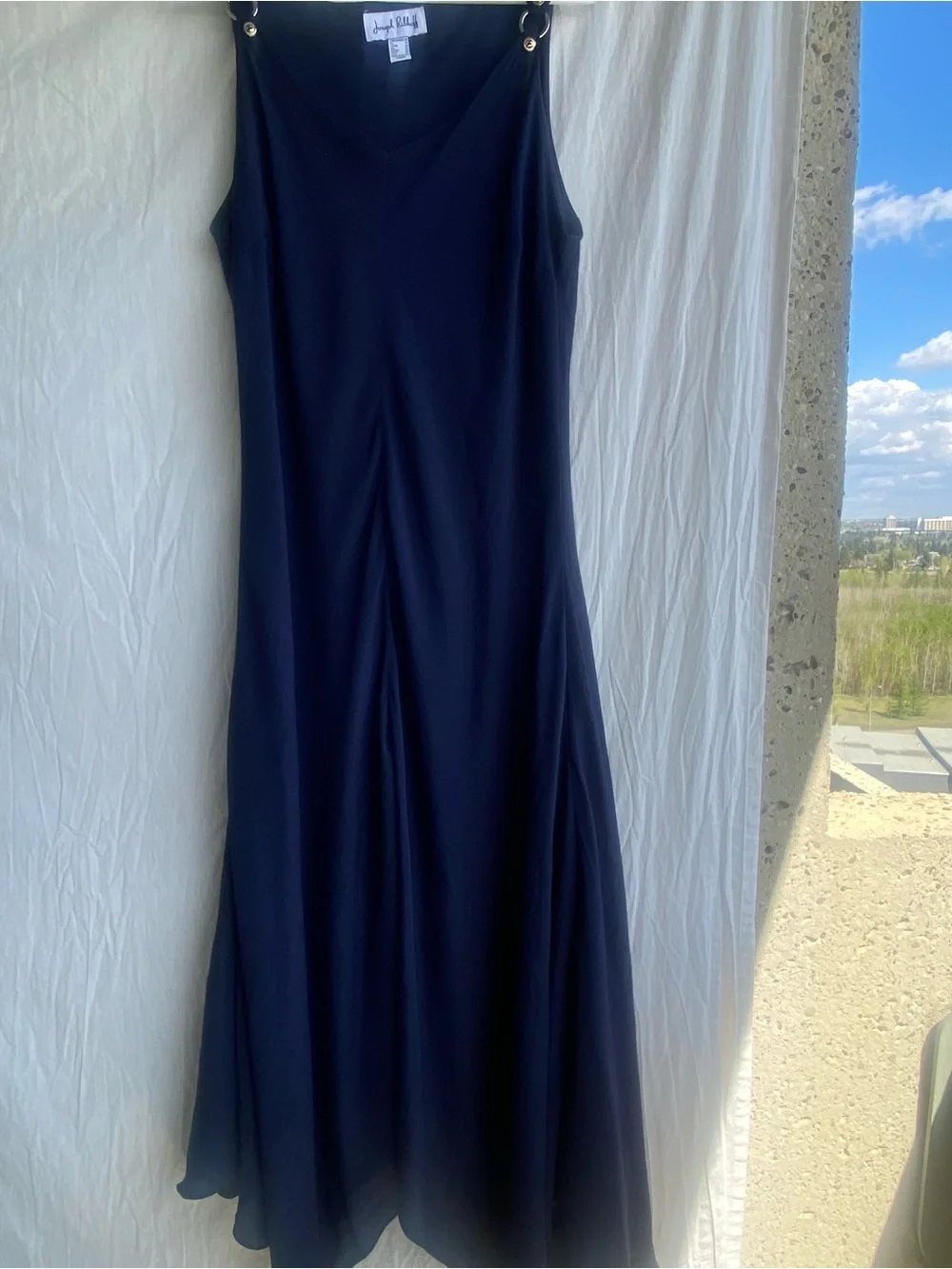 Joseph Ribkoff Navy Cocktail Dress Asymmetrical Hem Size 16 - Picture 5 of 11